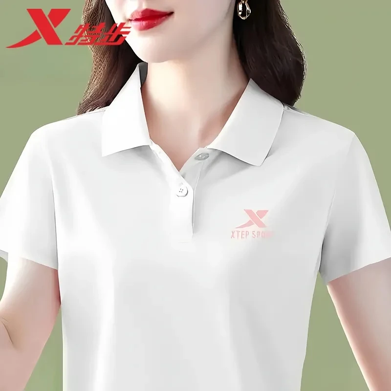 特步正品女装POLO衫女款翻领高端polo衫女款大码时尚休闲短袖T恤