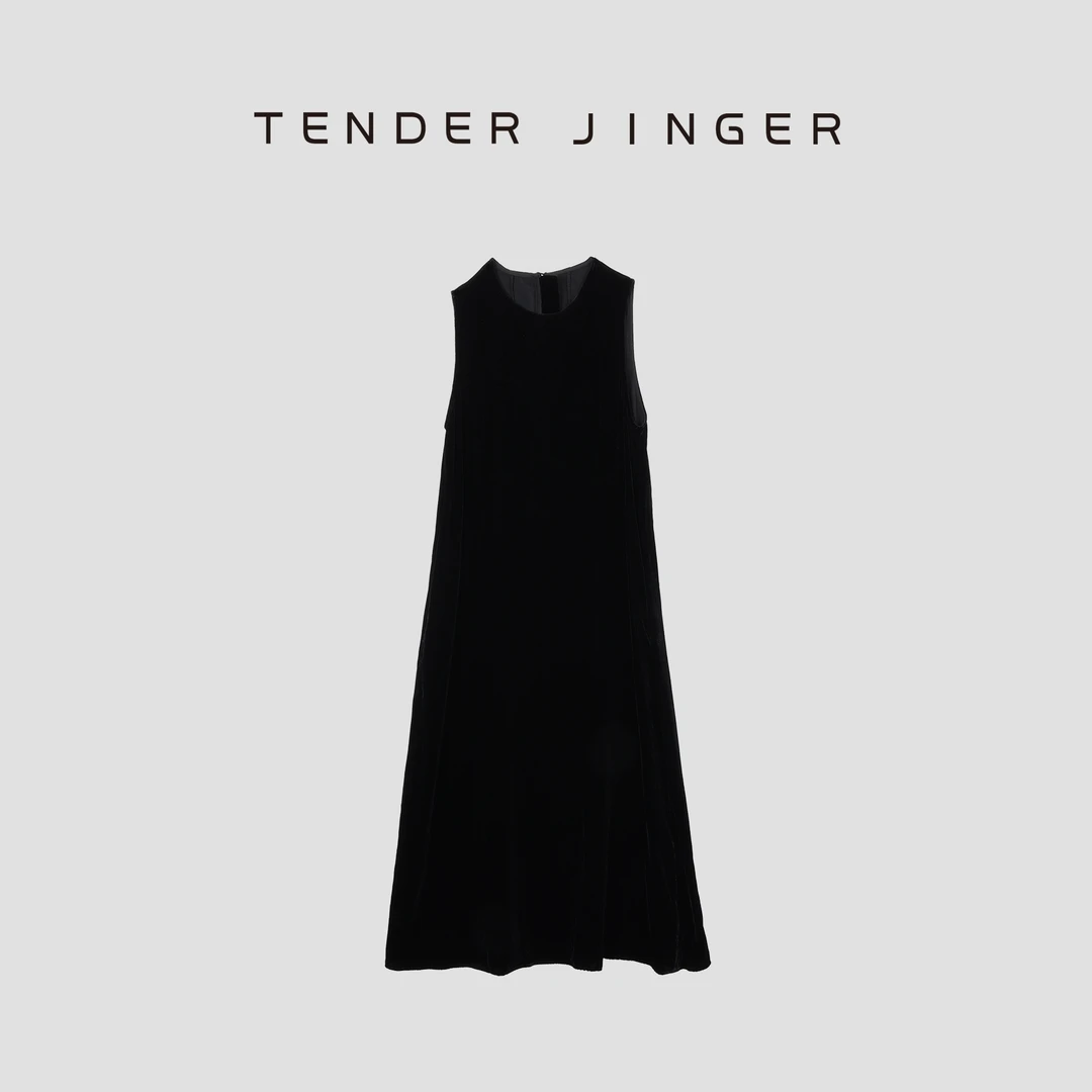 Tender Jinger【专柜】2024夏丝绒气质轻奢无袖连衣裙 T42JIZ76830