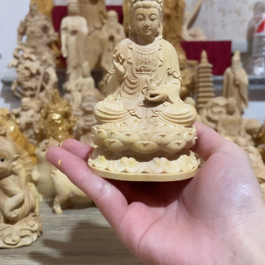 黄杨木小叶黄杨木观音摆件