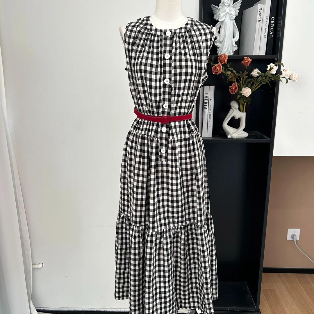 Design/25夏季新款法式气质时尚格纹设计感连衣裙 10612 BCK