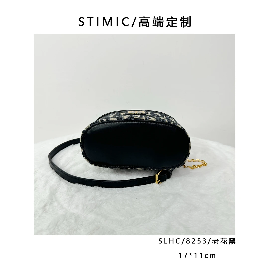 SLHC/8253/老花黑高端订制手工蜡线女士时尚单肩轻奢斜挎包QC8253
