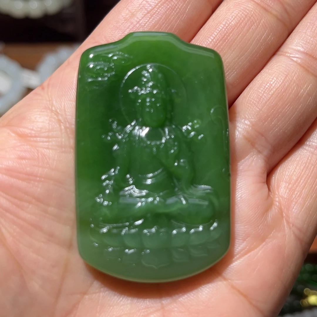 和田玉未镶嵌手链碧玉牌子34x55