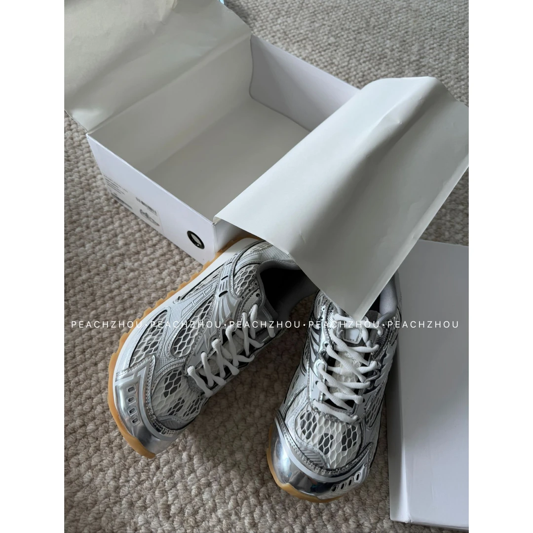 『PEACHZHOU』厚底网面进口太空革轻便透气运动鞋复古休闲老爹跑鞋