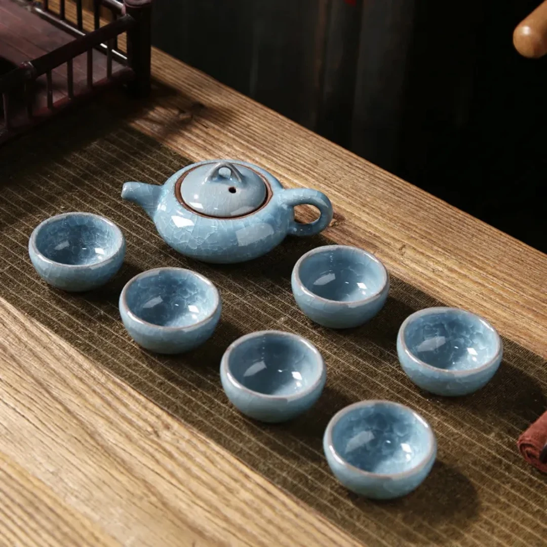 A 125(礼盒装) 遇水化冰蓝色冰裂茶具套装