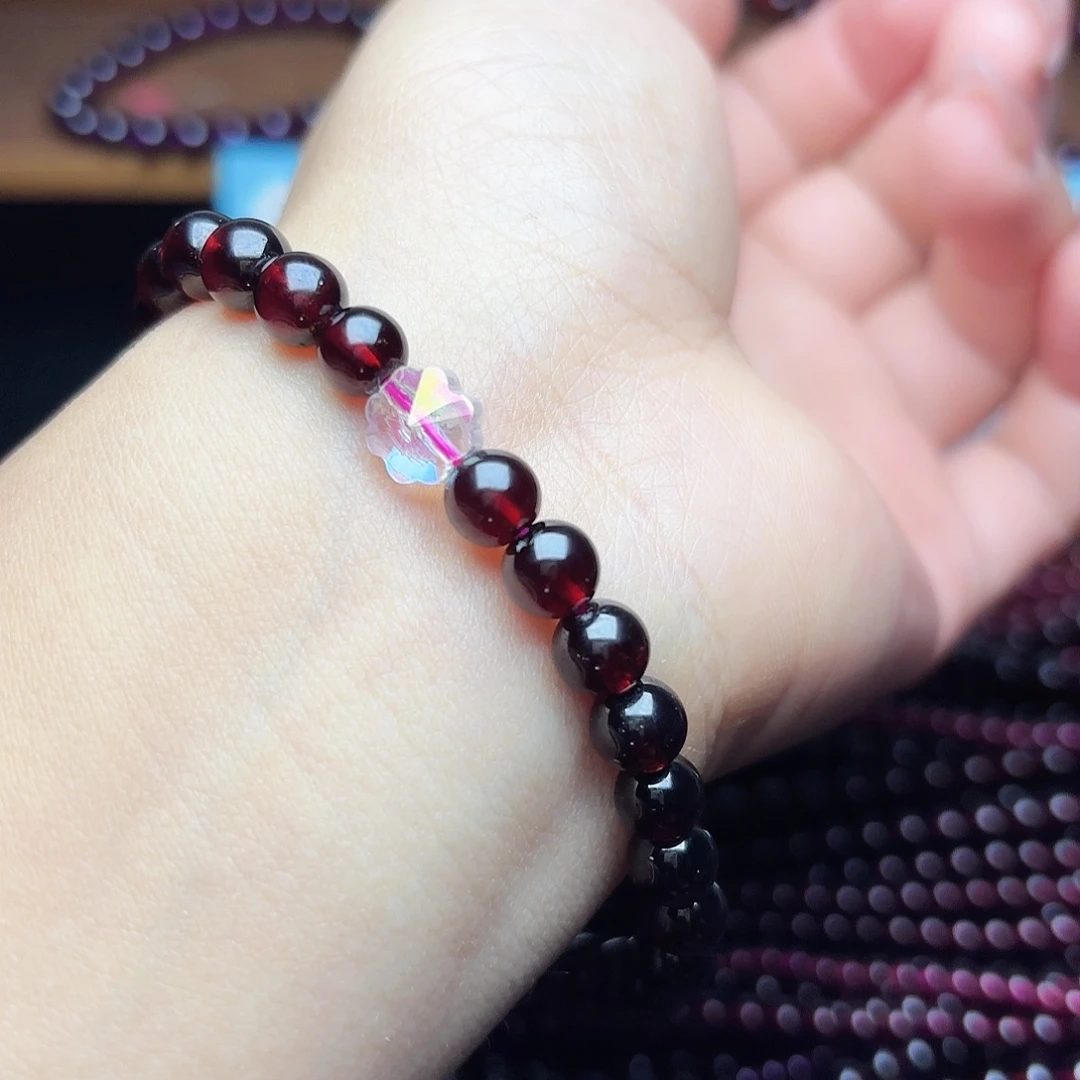 未镶嵌石榴石手链卡6酒红单圈9A高品