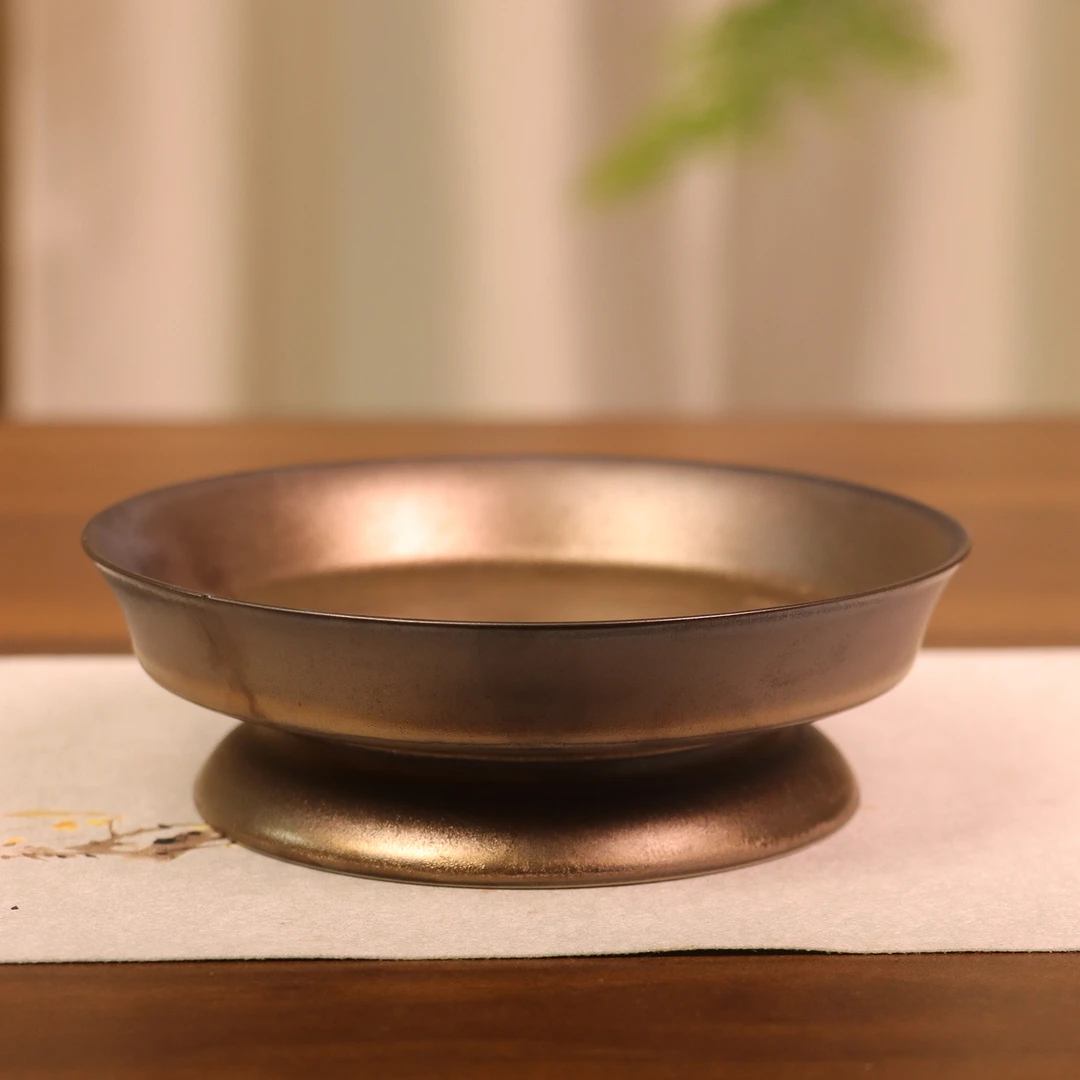铁锈釉高足壶承.1417.中式复古陶瓷茶台壶托干泡盘家用功夫茶具