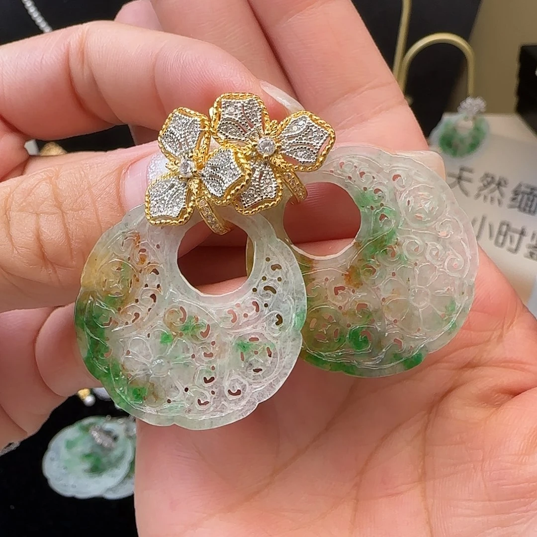 棉***尾翡翠未镶嵌耳饰耳包款