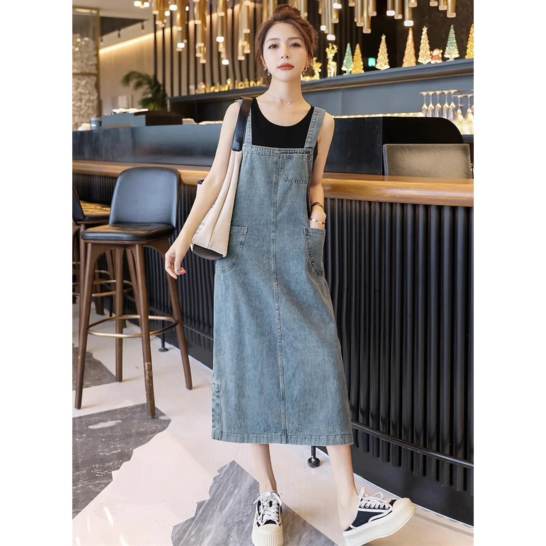 夏季背带裙背带韩版H型裙连衣裙夏宽松小个子减龄时尚无袖吊带裙