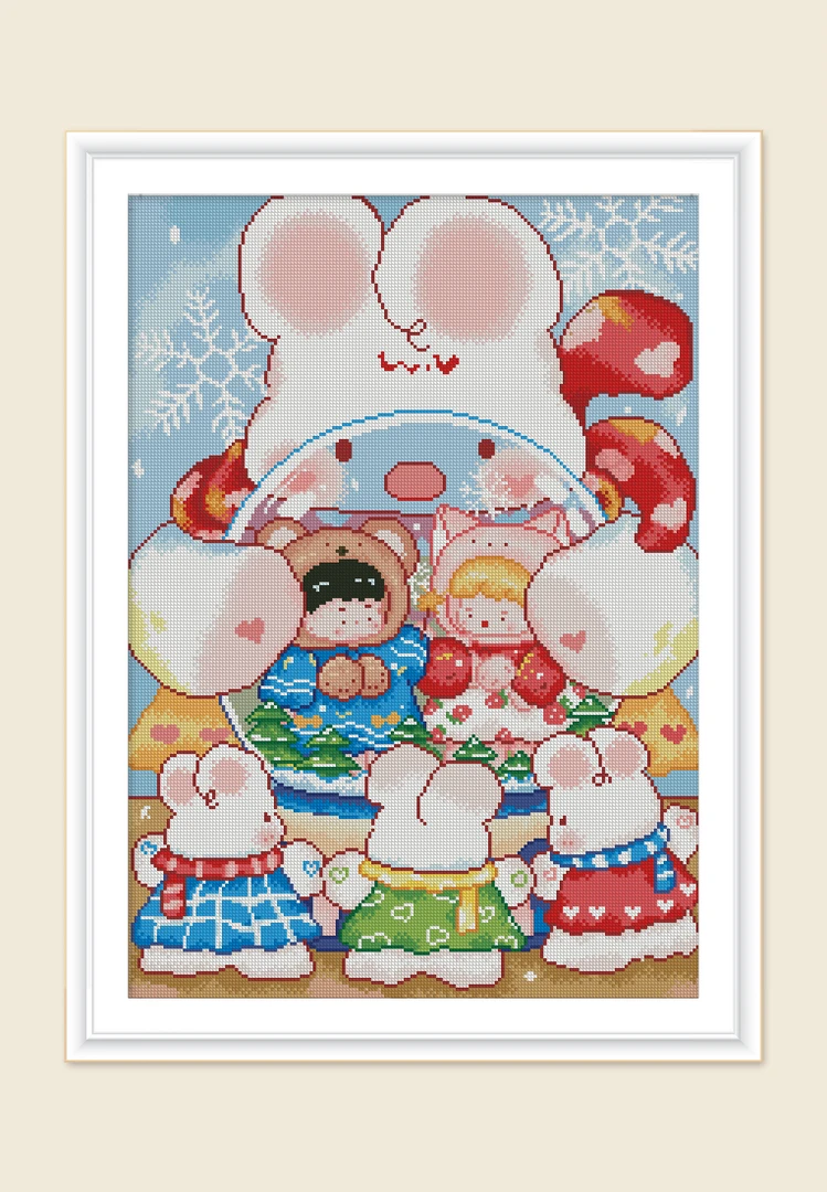 新疆长绒棉*兔兔水晶球60*80大格十字绣（精准印花