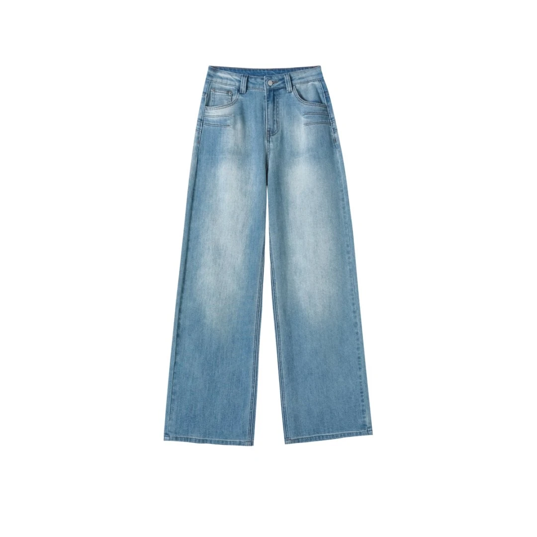 歌芭黛·早春新款小个子百搭直筒宽松阔腿裤牛仔裤女加长X3360