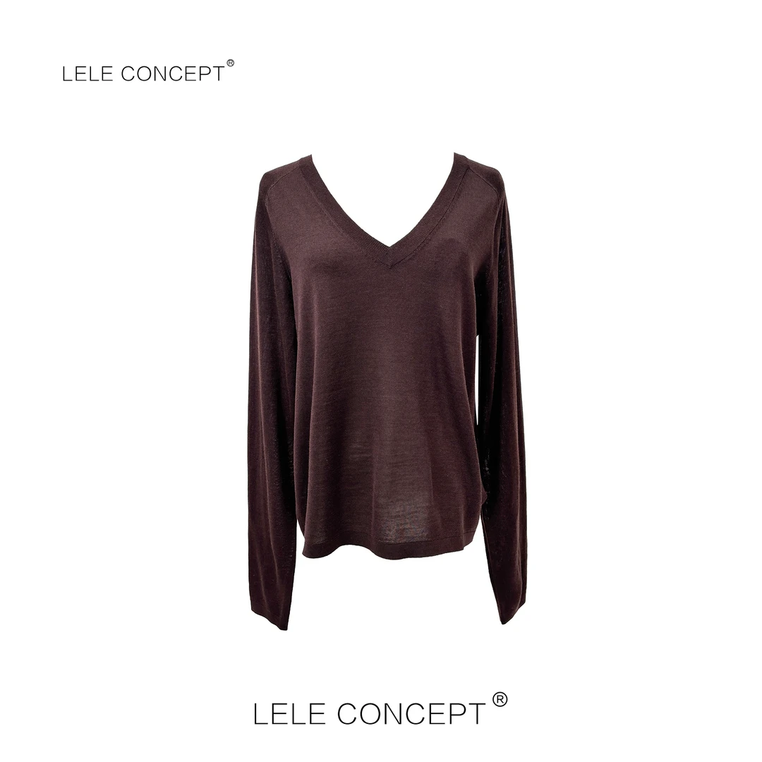 LELE CONCEPT丨时尚舒适百搭款V领羊毛极简上衣S0861
