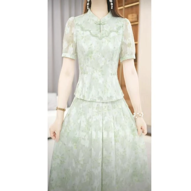 OS-24A130-2【两件套】上衣+半身裙减龄时尚洋气裙子M-5XL