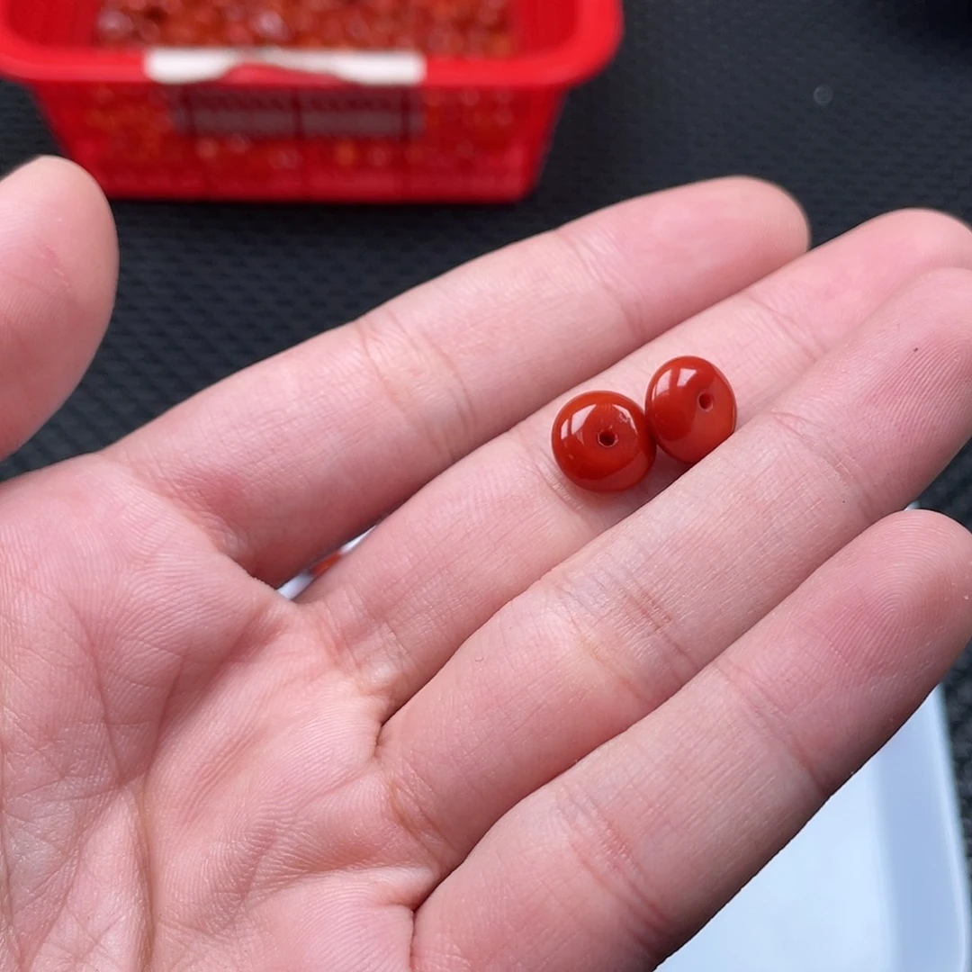 南红玛瑙10号 4*10柿子红隔片一组2颗未镶嵌