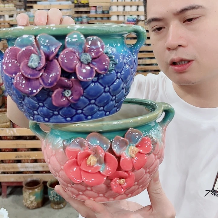 有孔.凑单10元陶瓷花盆发货！