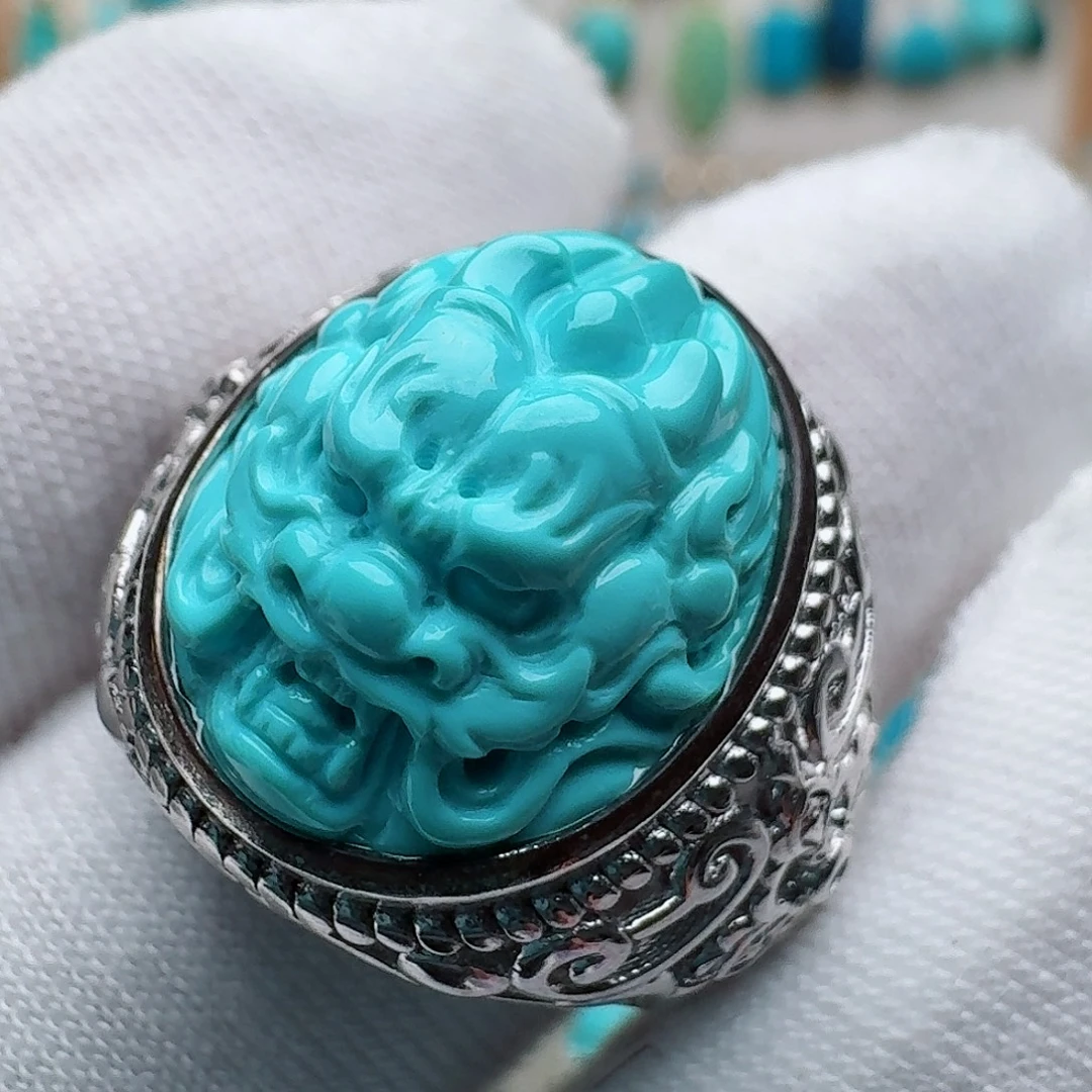 绿松石银S925镶嵌戒指