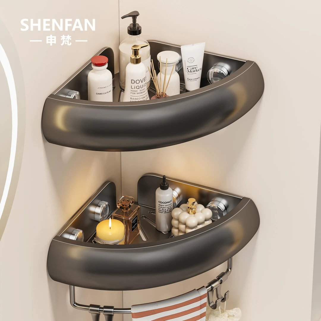 【防磕碰】高颜值浴室置物架免打孔卫生间三角篮洗漱台收纳转角架子