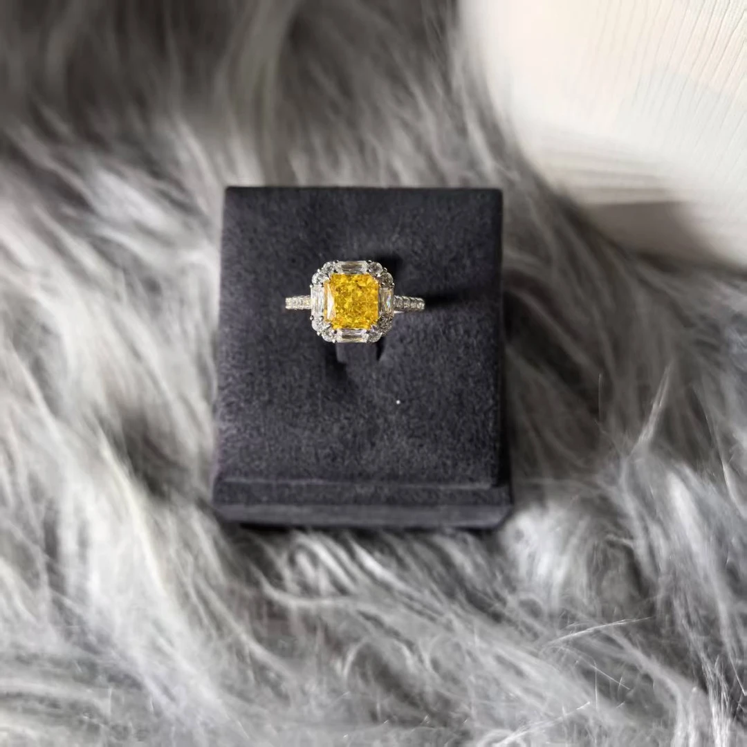 带包装【樱桃定制】  四合院2克拉黄钻戒指.S