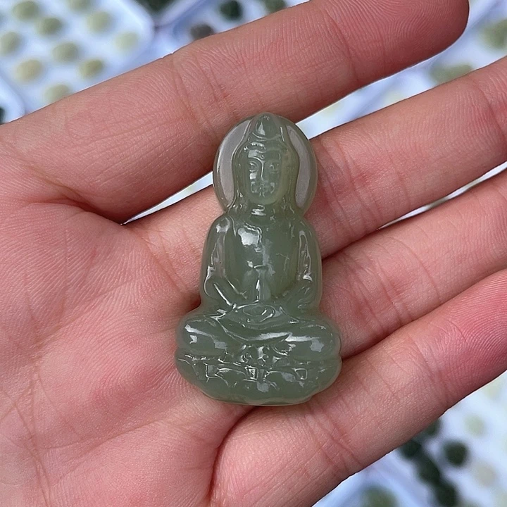 和田玉未镶嵌吊坠(不含链)约卡43mm正装观音