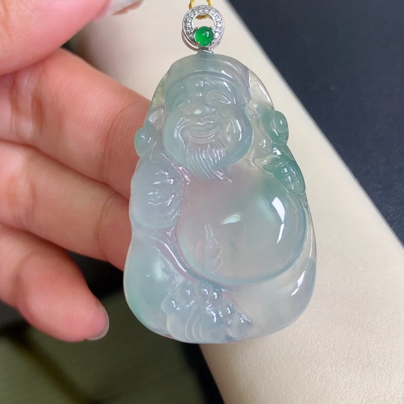 【闪购商品】翡翠颈饰18K金镶嵌财神