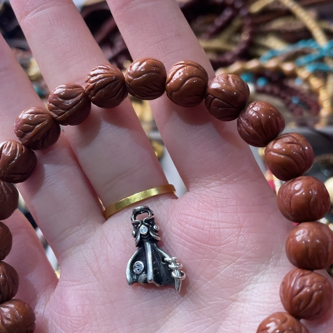 星月菩提吊坠龙纹桃核配饰