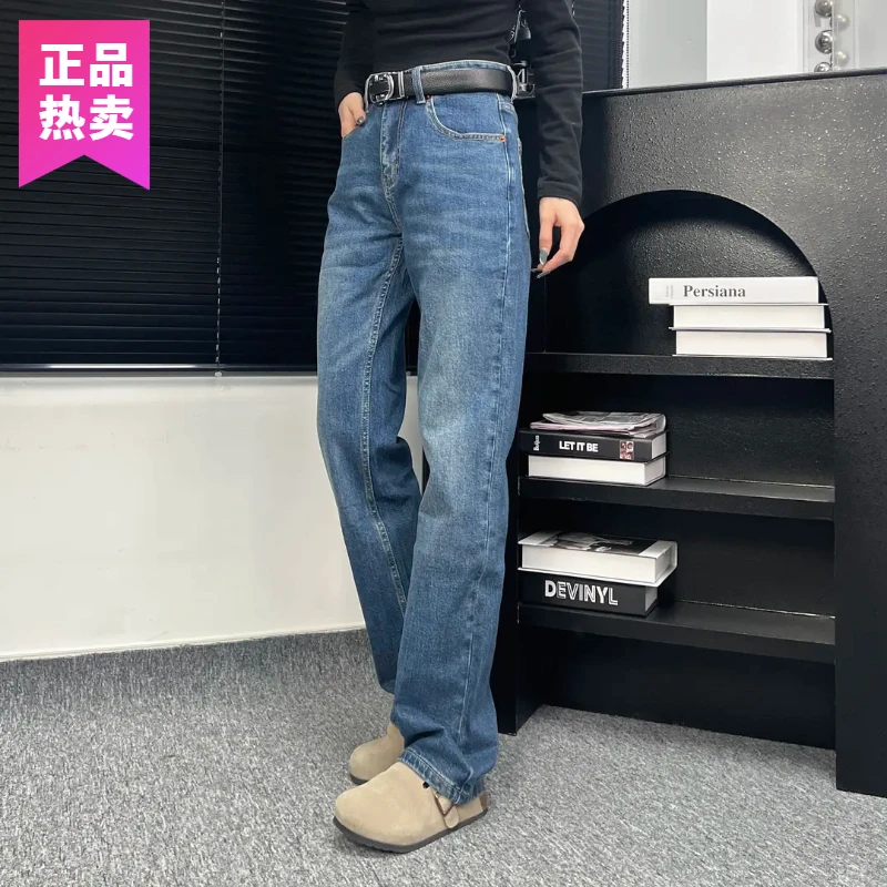 【Ashley】春款新款Cleanfit蓝色美式复古牛仔裤直筒百搭水洗宽松