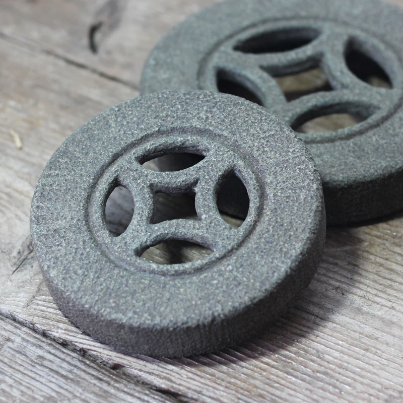 手工青石壶垫茶杯垫中式复古铜钱茶托隔热家用壶承功夫茶垫真石头