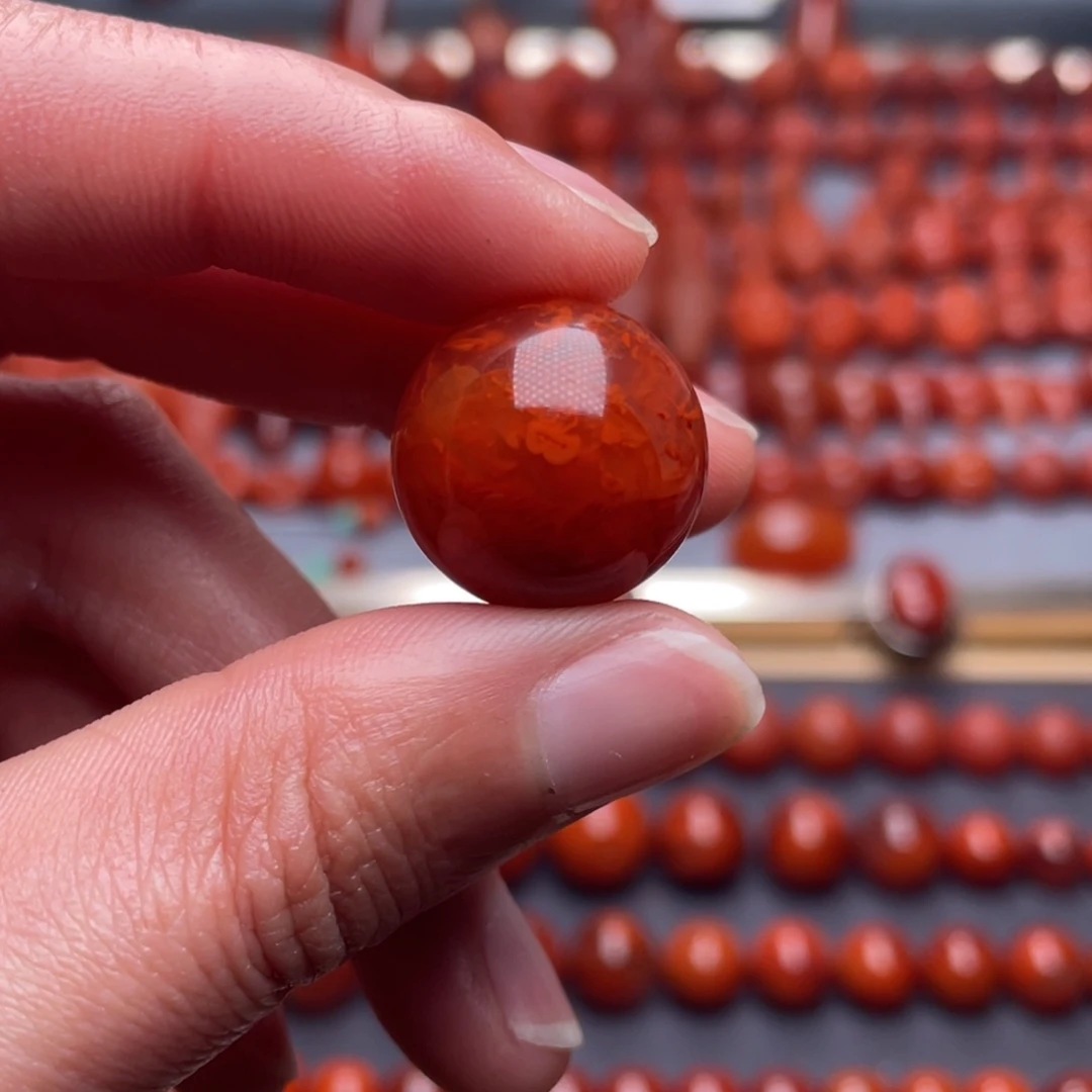南红玛瑙未镶嵌其他W17➕瓦西妖火焰纹圆珠