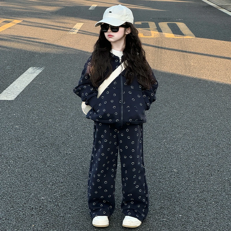 女童春秋款套装新款2025春装洋气女时髦韩系大童外套运动套装儿童