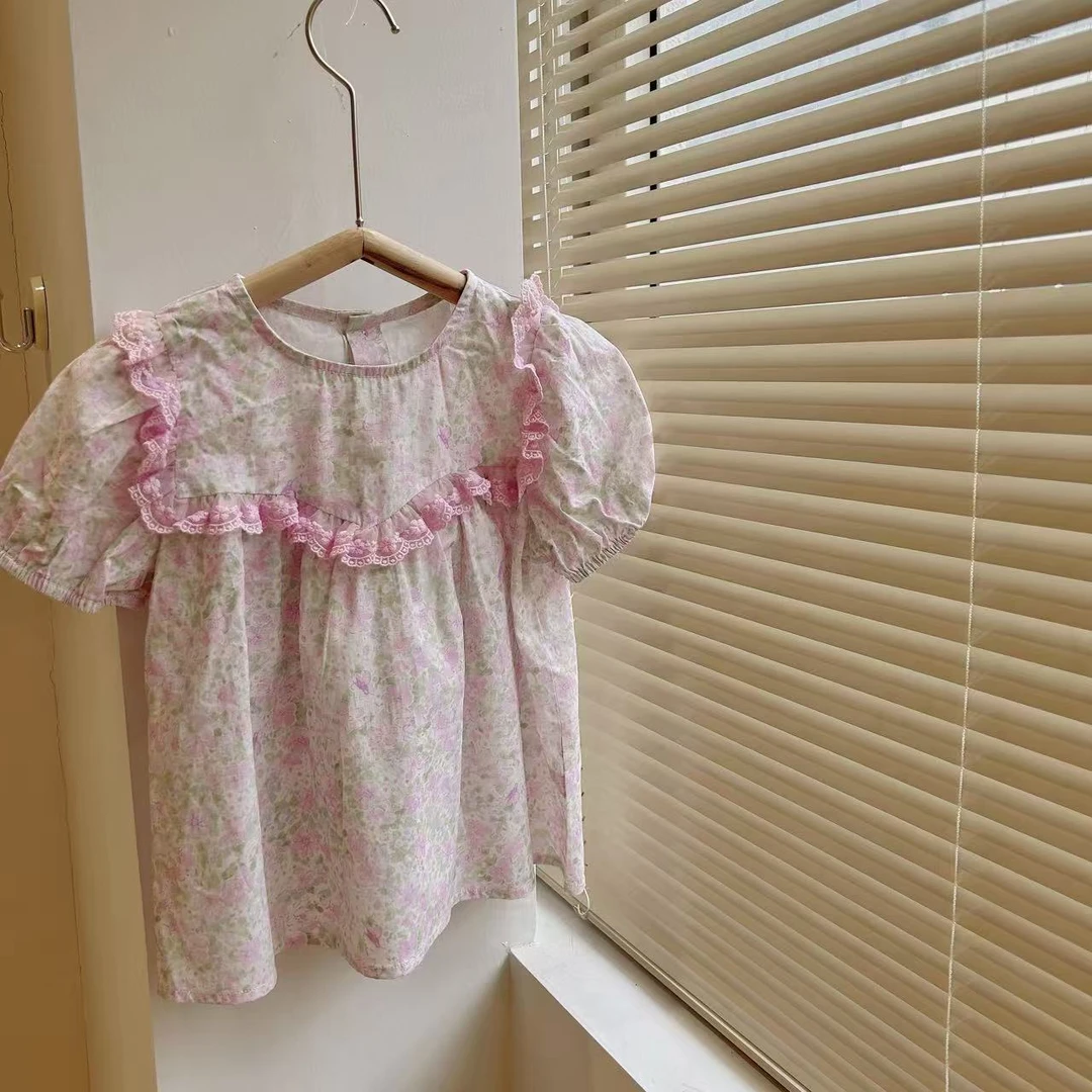 F603 女童 女宝宝 夏季 纯棉 娃娃衫 上衣 圆领 T恤