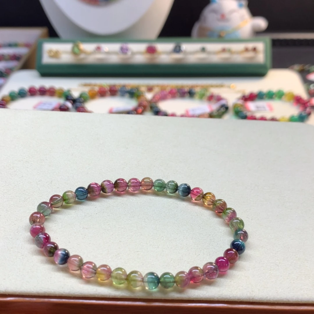 【闪购商品】碧玺手串未镶嵌老矿西瓜5mm