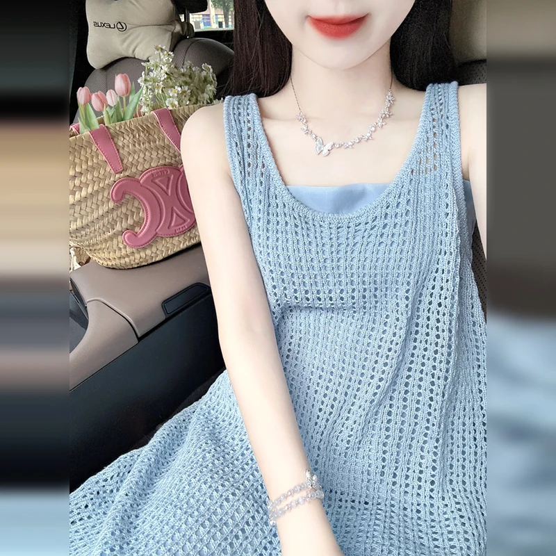 1950色背心吊带连衣裙子女夏季2025年新款小个子长裙搭配整套时尚