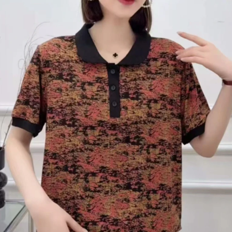 高品质翻领套装T恤时尚拼接宽松型花色短袖精疏棉POLO领