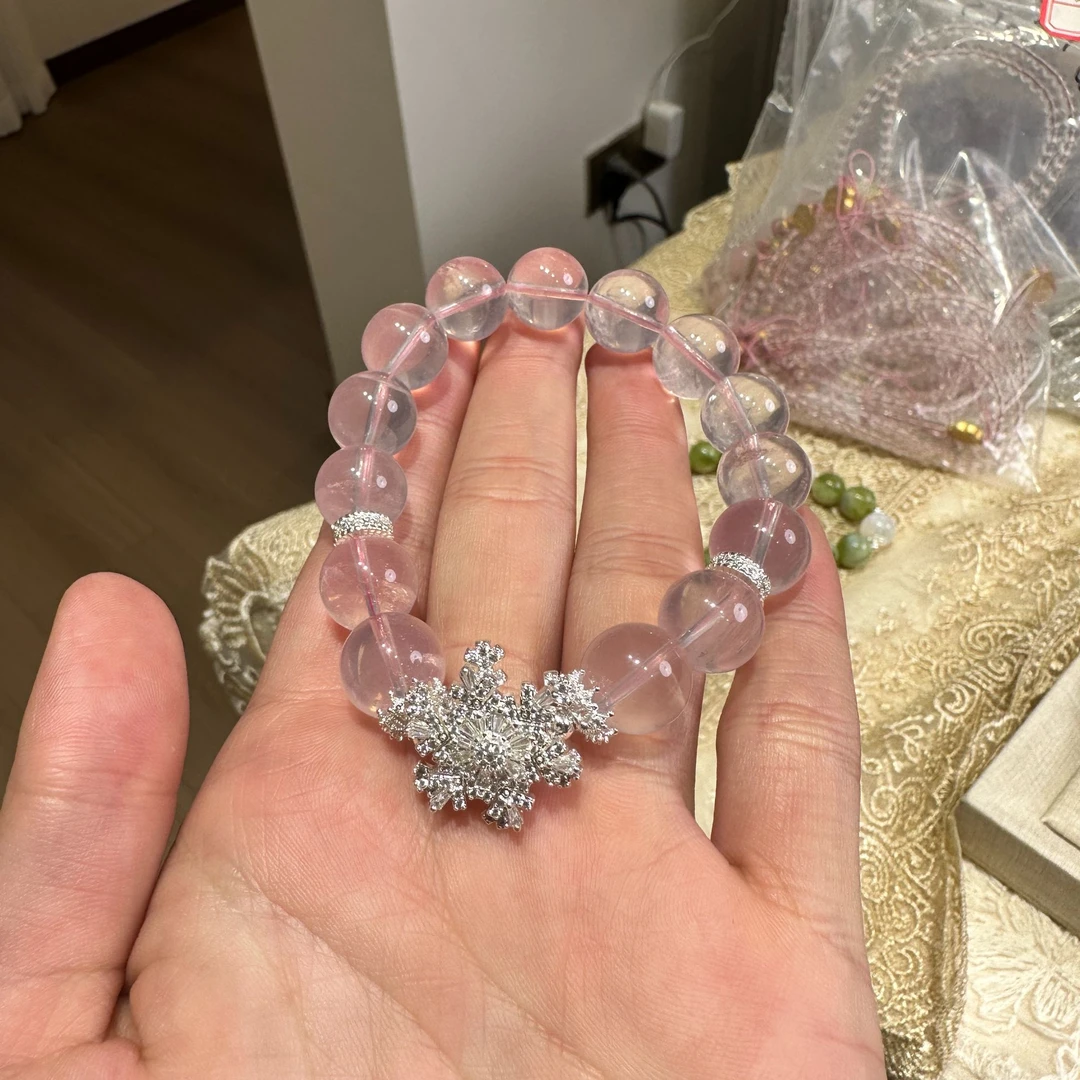 天然粉水晶原创设计手链均微瑕多样性发其一F19