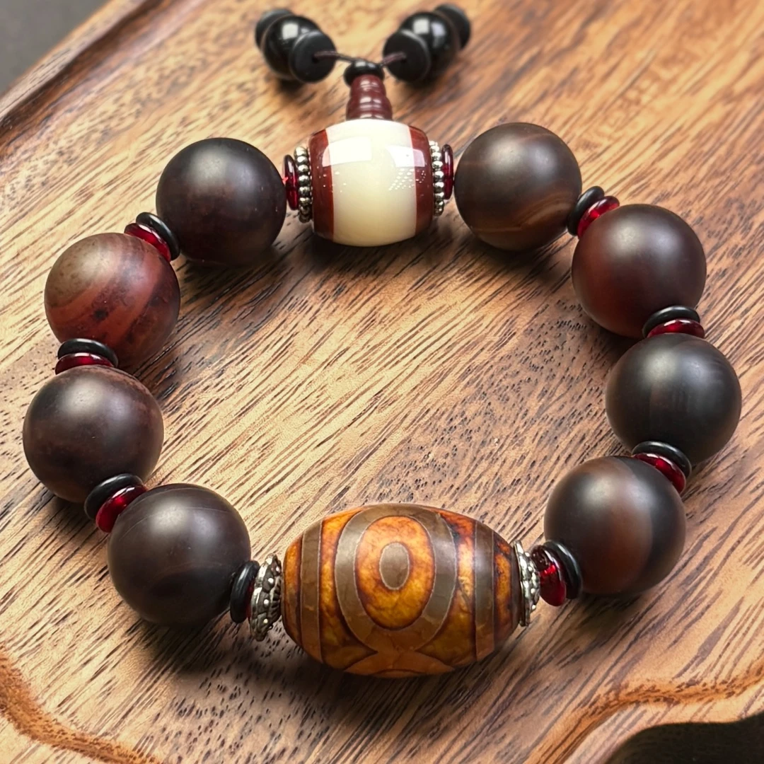 299514/天然玛瑙三眼古珠复古手串 多样性一件发