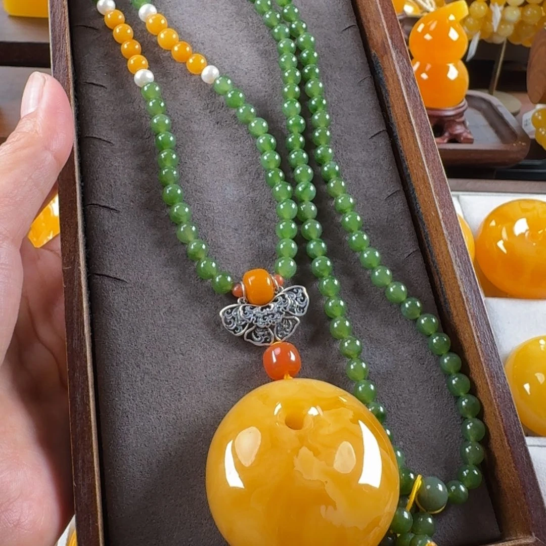 未镶嵌毛衣链蜜蜡