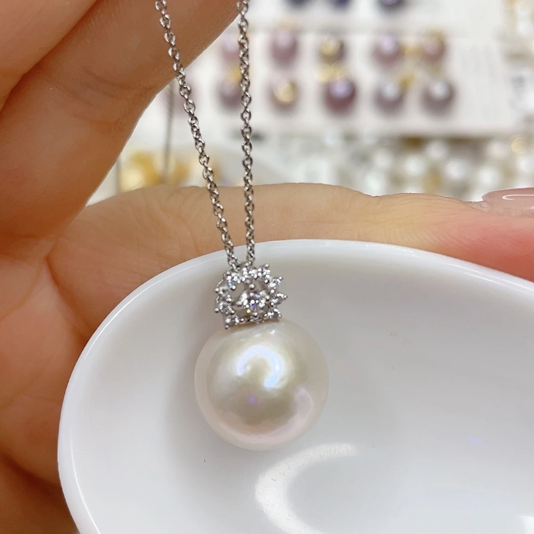 淡水珍珠银S925镶嵌吊坠(不含链)