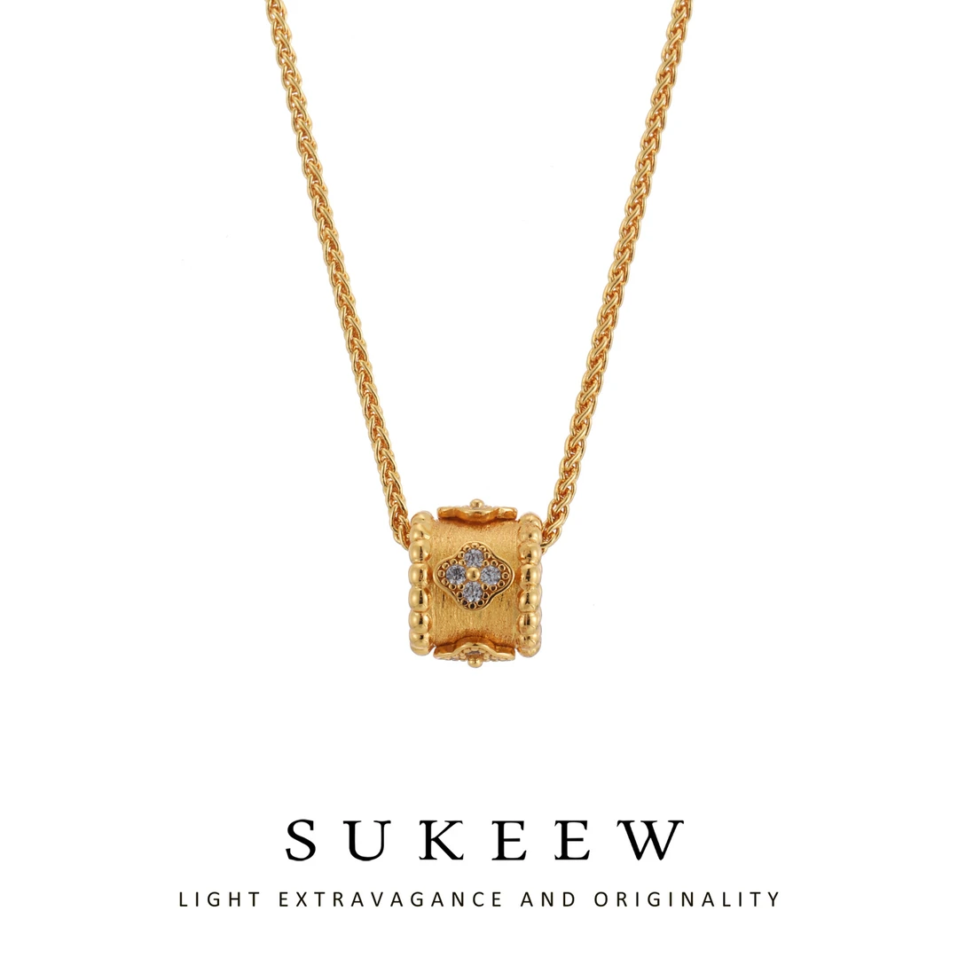 SUKEEW/酥可 铜合金项链 镶嵌草草万花筒吊坠项链-221201