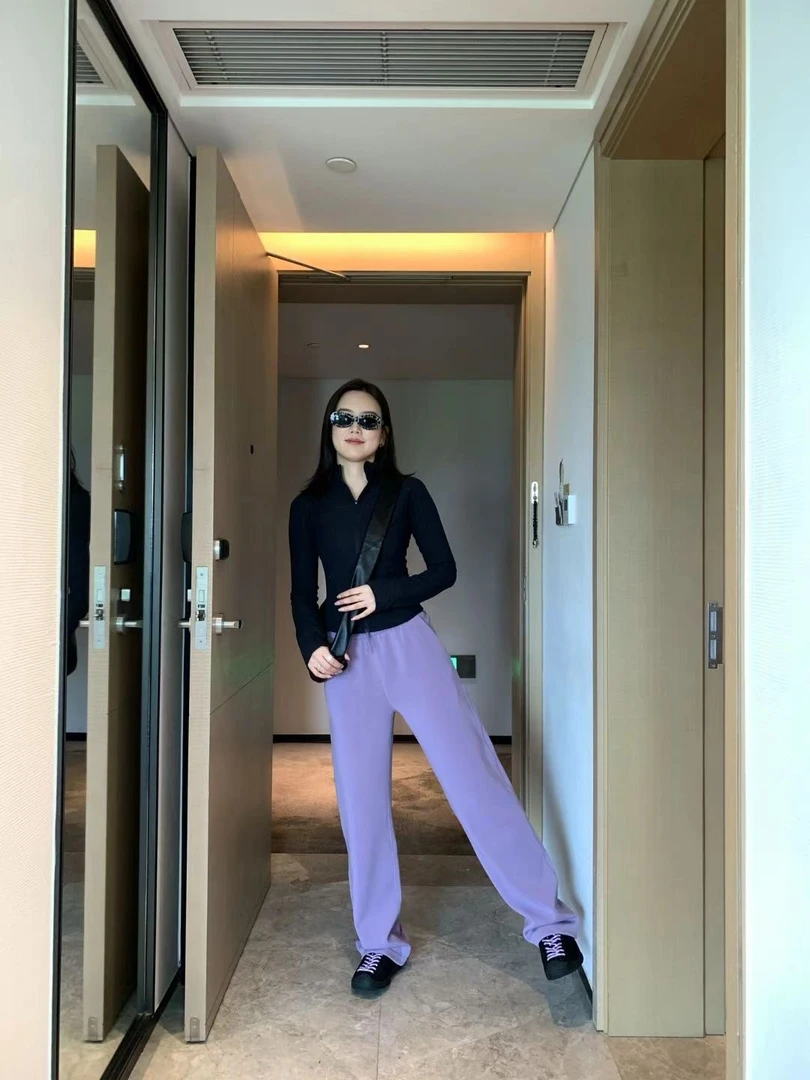 果妈家百搭春夏2025极简慵懒莫代尔无感空气棉宽松直筒女休闲长裤