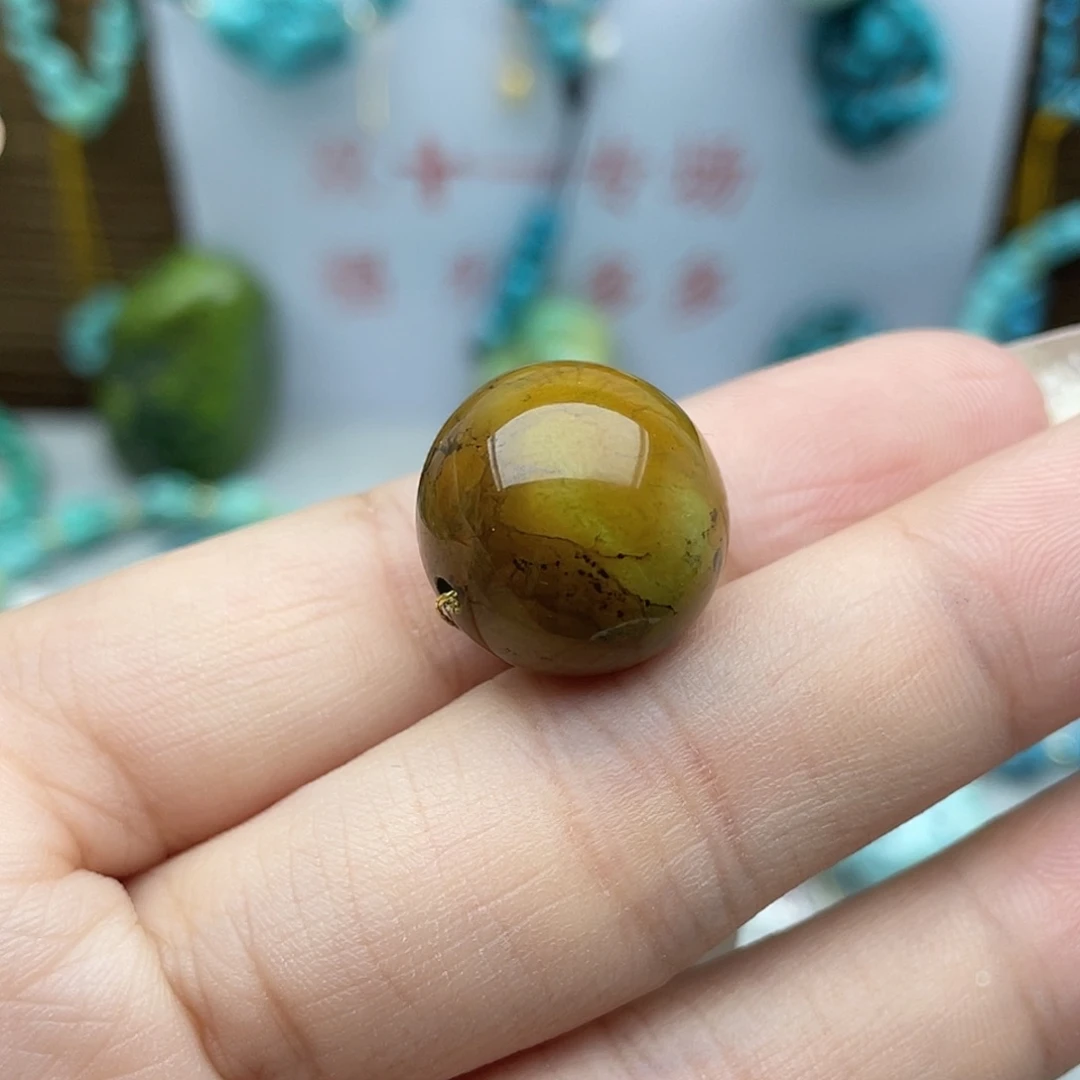 绿松石未镶嵌玻璃瓷圆珠卡17