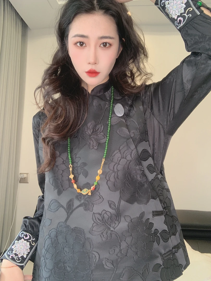 九月   黑玫瑰马甲  新款中式织锦显瘦国风中式复古手工汉服马甲