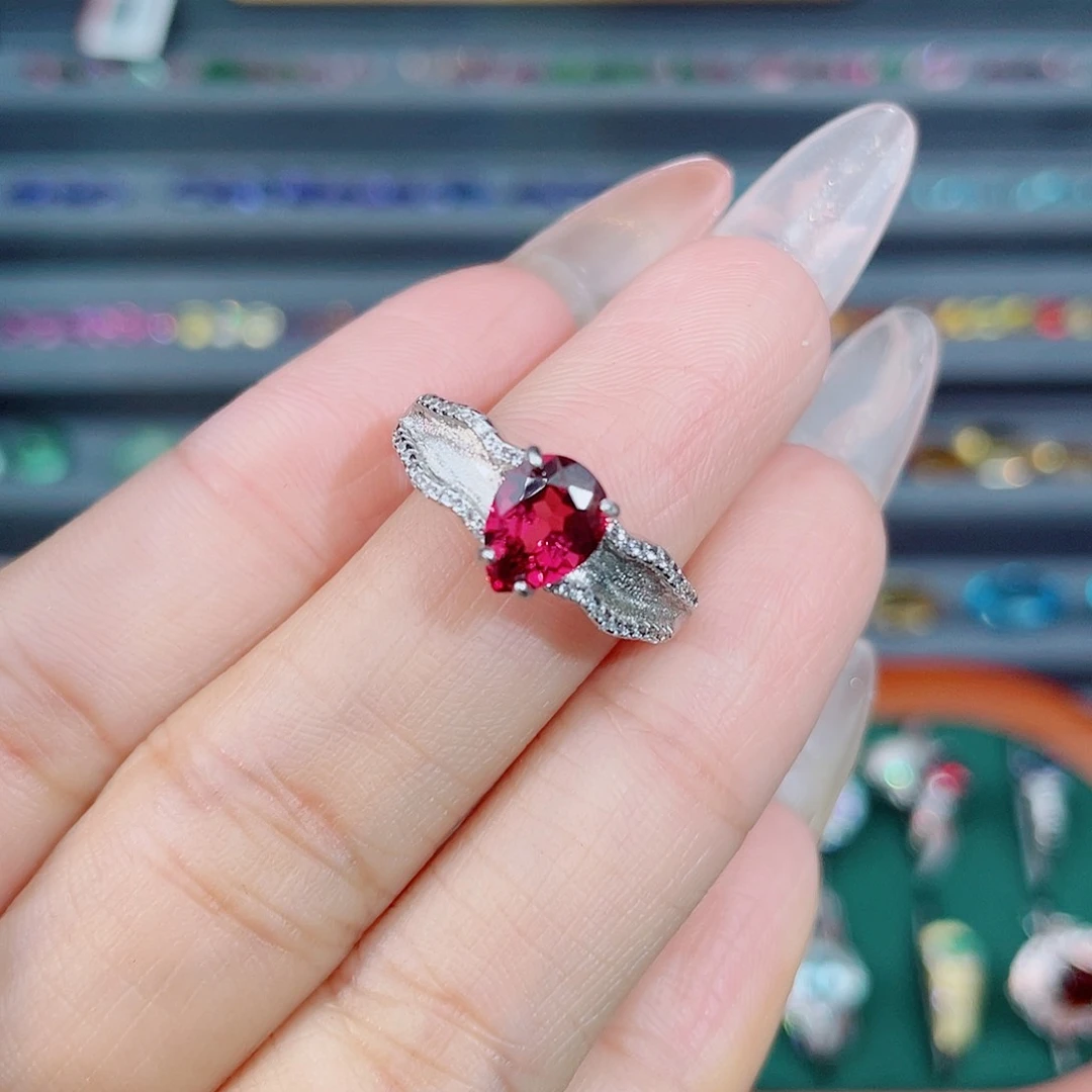 石榴石（紫牙乌）戒指银S925镶嵌