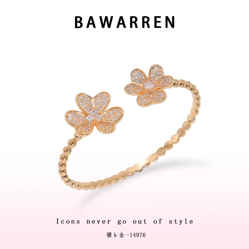 Bawarren 镀K金 14976-【三叶草】轻奢时尚百搭手镯