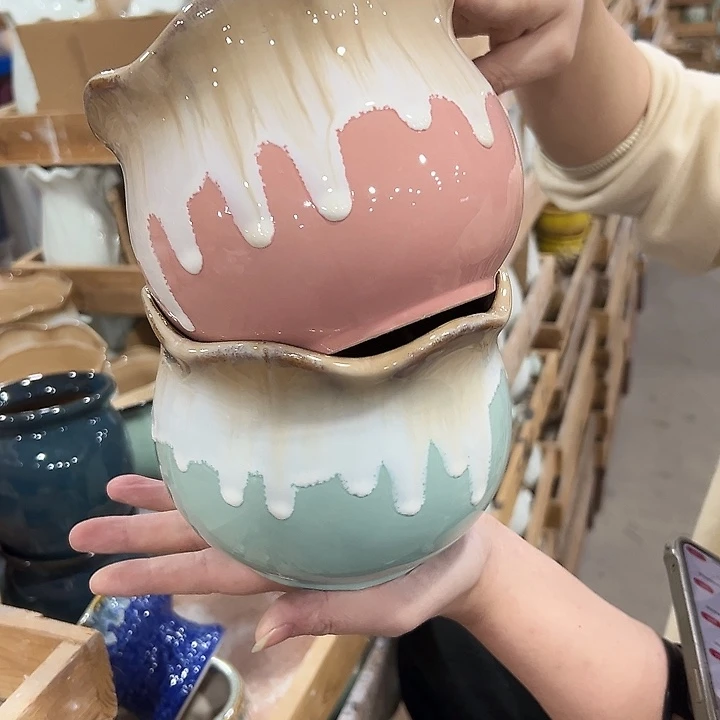 有孔.凑满10元发货多肉陶瓷花盆！