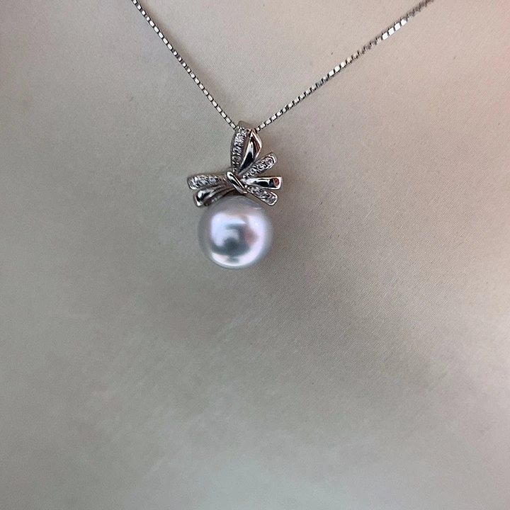 吊坠(赠链)银S925镶嵌海水珍珠8.5-9mm真多麻