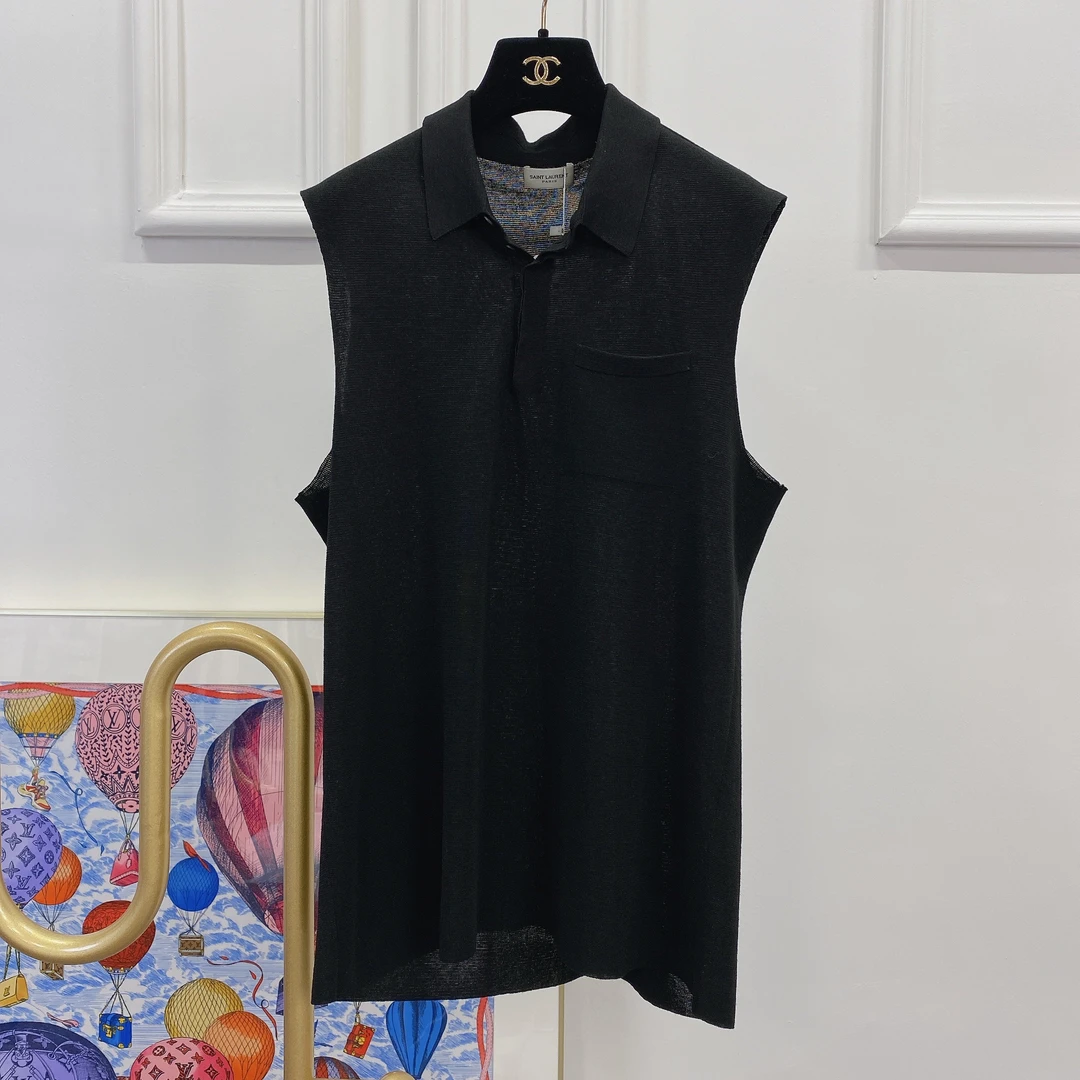 95新 YSL/圣罗兰 黑色无袖上衣/2850450045006