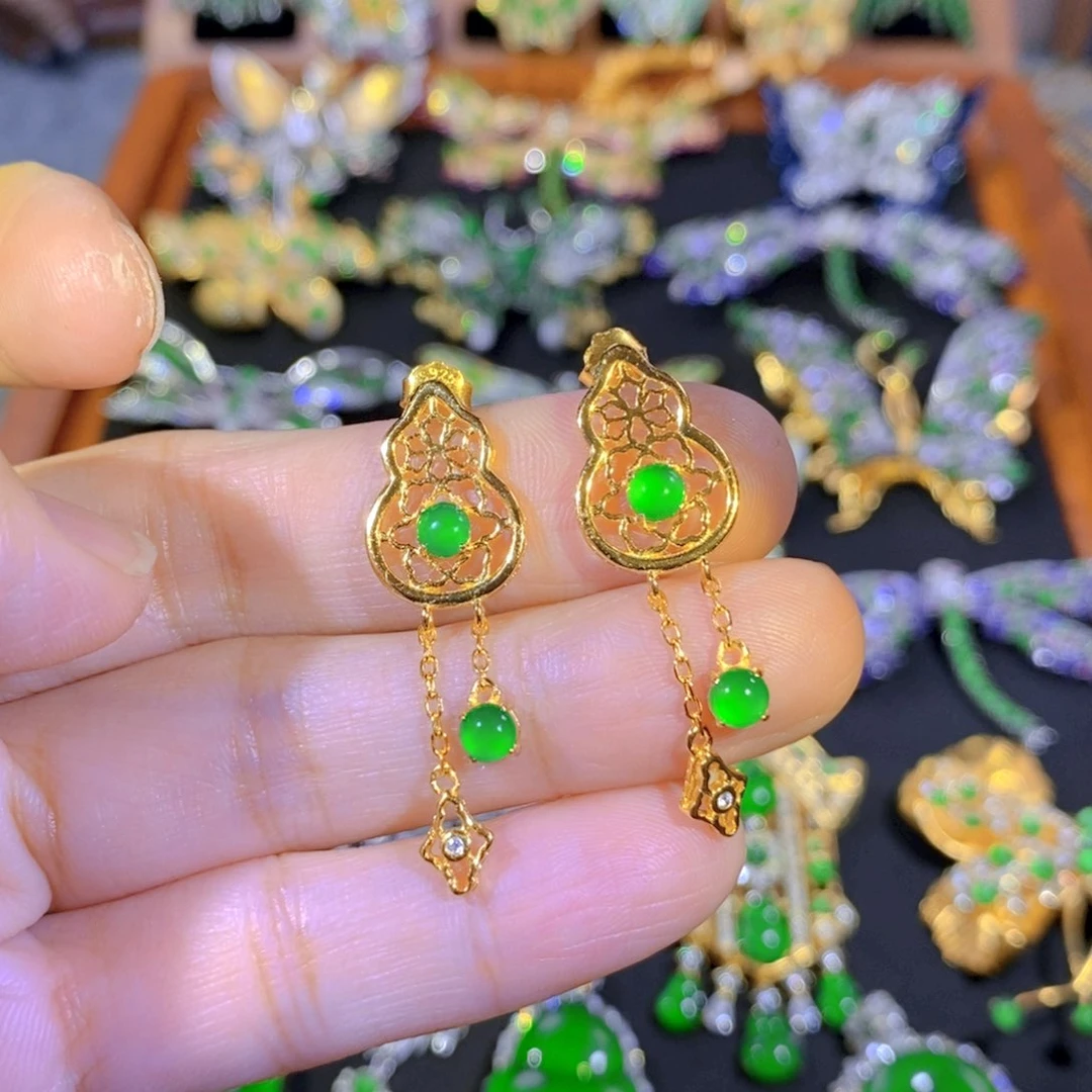 颈饰银S925镶嵌翡翠