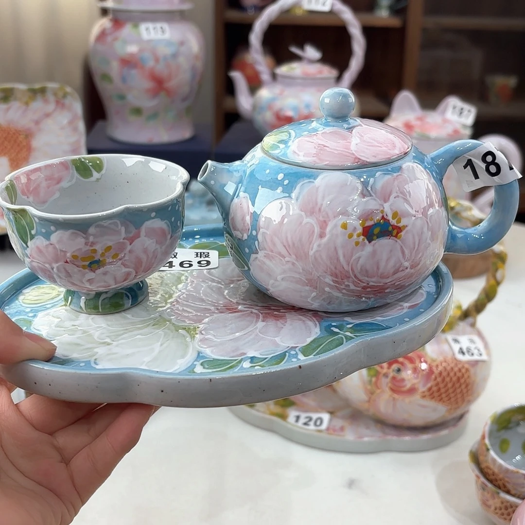 一***往景德镇手绘高温釉下彩陶瓷茶具