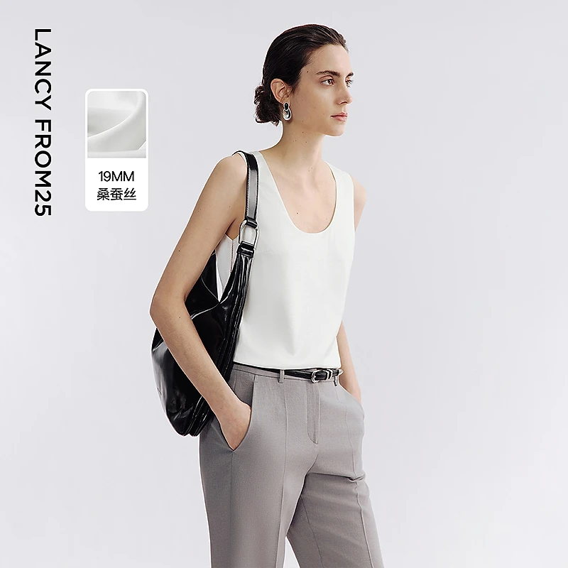 朗姿桑蚕丝吊带气质白色上衣外穿高级感2025年夏季新款小背心内搭