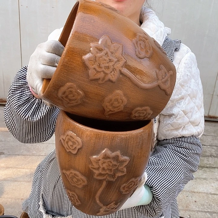 紫砂花盆瑕疵口18高20