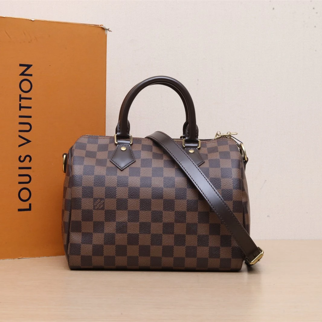95新 LouisVuitton/路易威登 【双双】Speedy 25 配肩带 2018 包